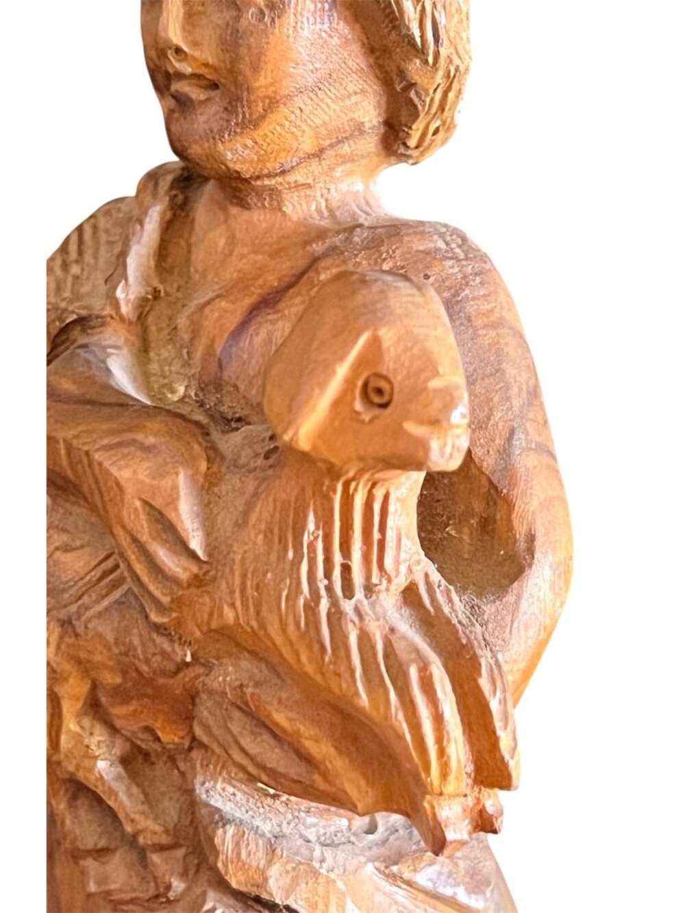 Hand-Carved David Figurine 9.25" Olive Wood Sculpture With Lamb Jerusalem Gift - Picture 3 of 11